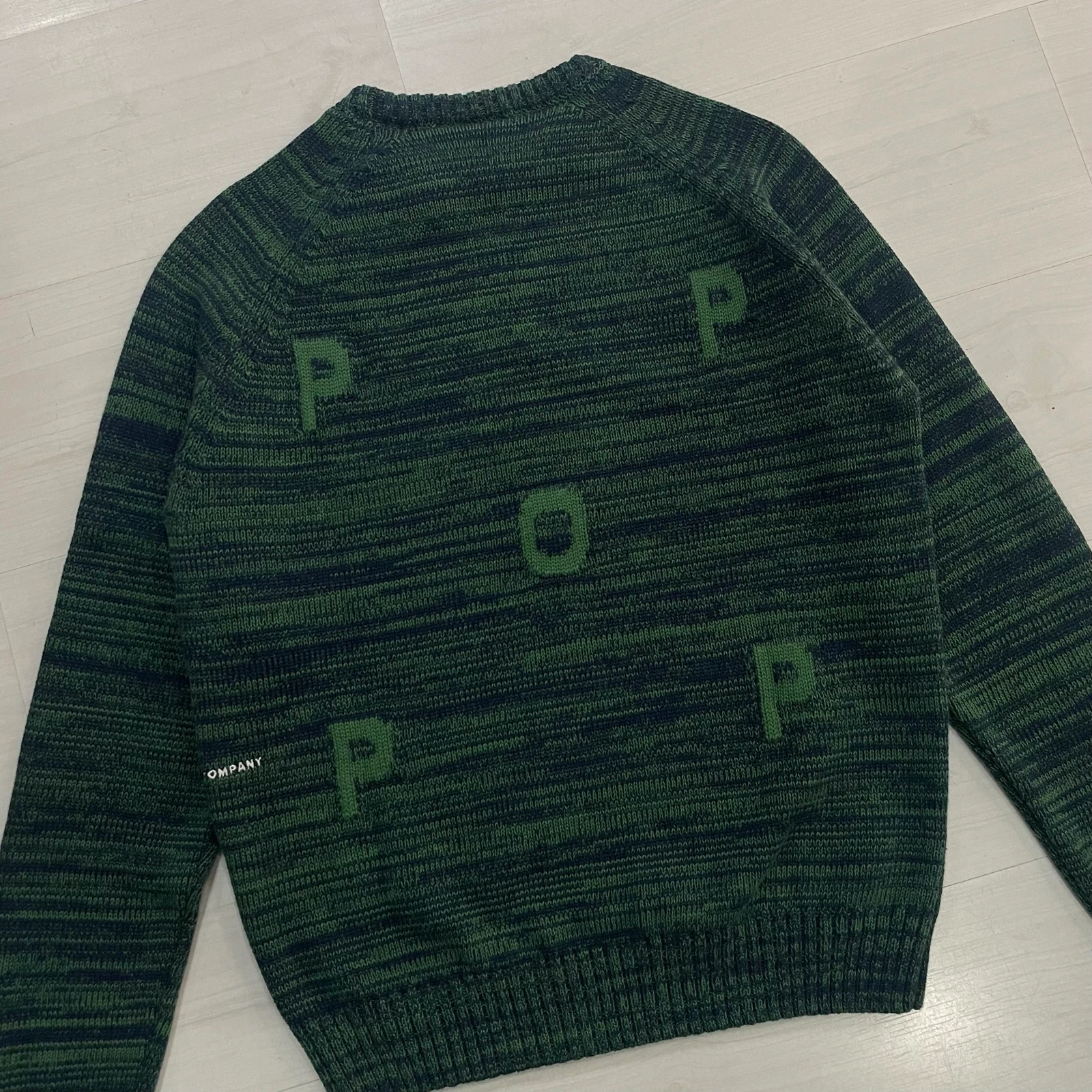 Pop Trading Company - Pop Knitted Melange Logo Crewneck (Navy/Juniper)
